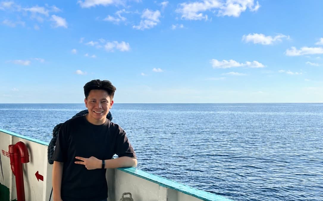 Clyde Gevero at sea, off the coast of the Philippines